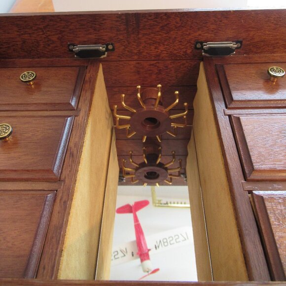 Wood Jewellery / Music Box, Organizer, Vintage circa 1970's, - Picture 10 of 14